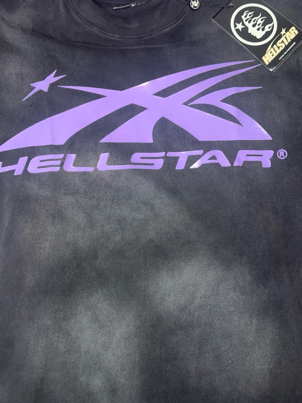 Hellstar Men's Black Short Sleeve Tee with Purple Logo